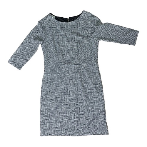 white and grey striped dress Fallon Cutout Striped Midi Dress White/Black / L