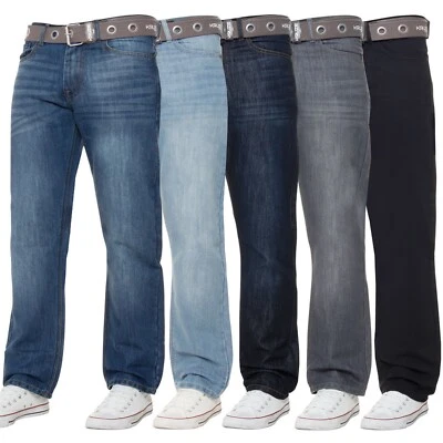 New Kruze Mens Jeans Straight Leg Denim Pants All Waist Legs Big Tall King Sizes
