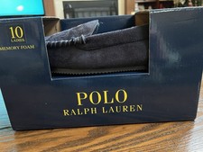 New In Box Ralph Lauren Polo Bear Moccasin Slippers Navy Ladies Size 10