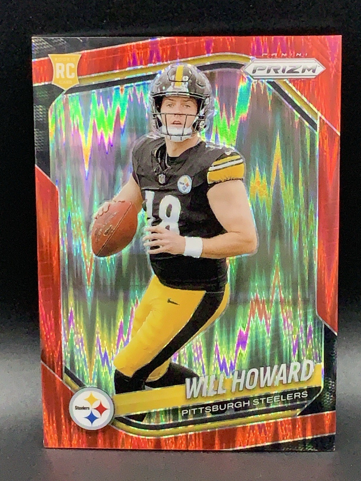 2025 Panini Prizm Will Howard Red Flash SSP #367 Rookie Pittsburgh Steelers