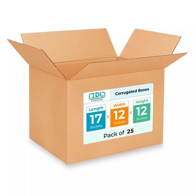 Medium Shipping & Moving Boxes 17''L x 12''W x 12''H (25-Pack) - Extra Strength ...