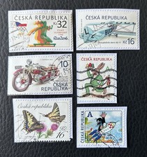 Lot de 6 timbres de République Tchèque années diverses encore sur fragment Z80
