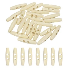 24pcs Wooden Toggle Button, 60mm/2.4" 2 Hole Olive Sewing Buttons, Wood Color