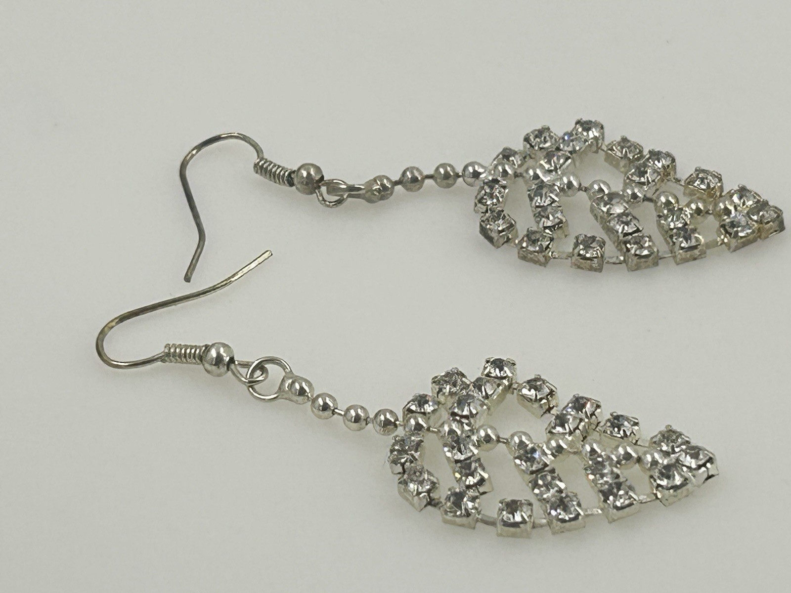Rhinestone Leaf Dangle Earrings Elegant Statement - image 4