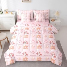 Princess Comforter Set Size 7 Pieces Pumpkin Carriage Bedding Twin Silver Pink