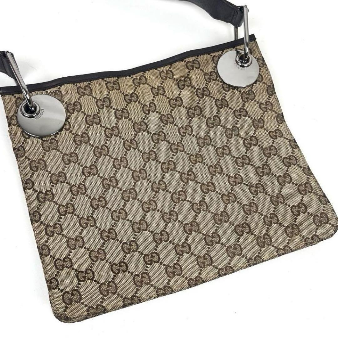 Gucci GG Canvas Shoulder Bag Crossbody 13.8in Square Logo Pre-Owned