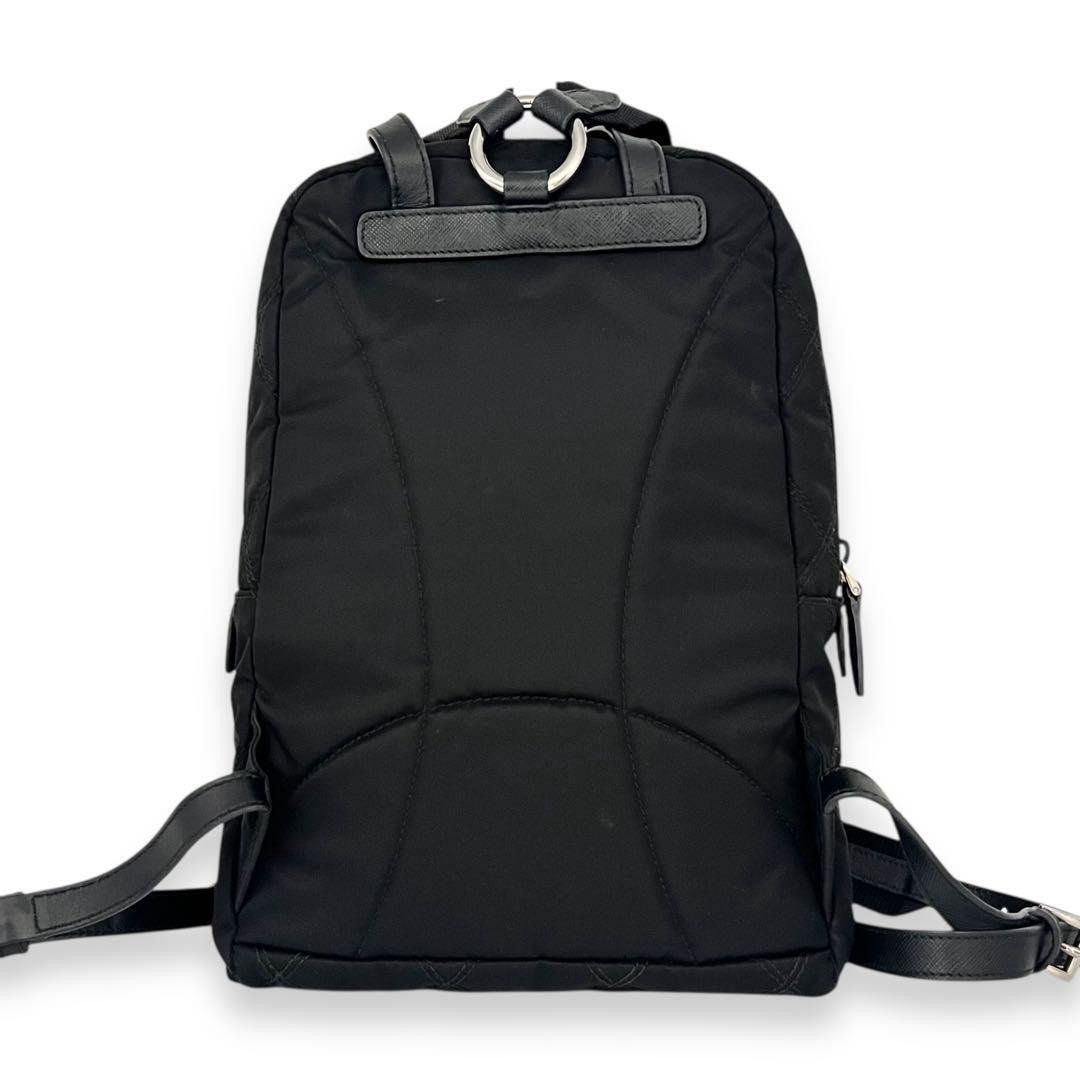 Condition PRADA Triangle Plate Nylon Leather Backpack Black 903 from japan thumbnail 2