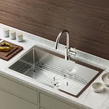 32 Inch Kitchen Sink Stainless Steel Single Bowl Top mount for RV Travel Trailer
