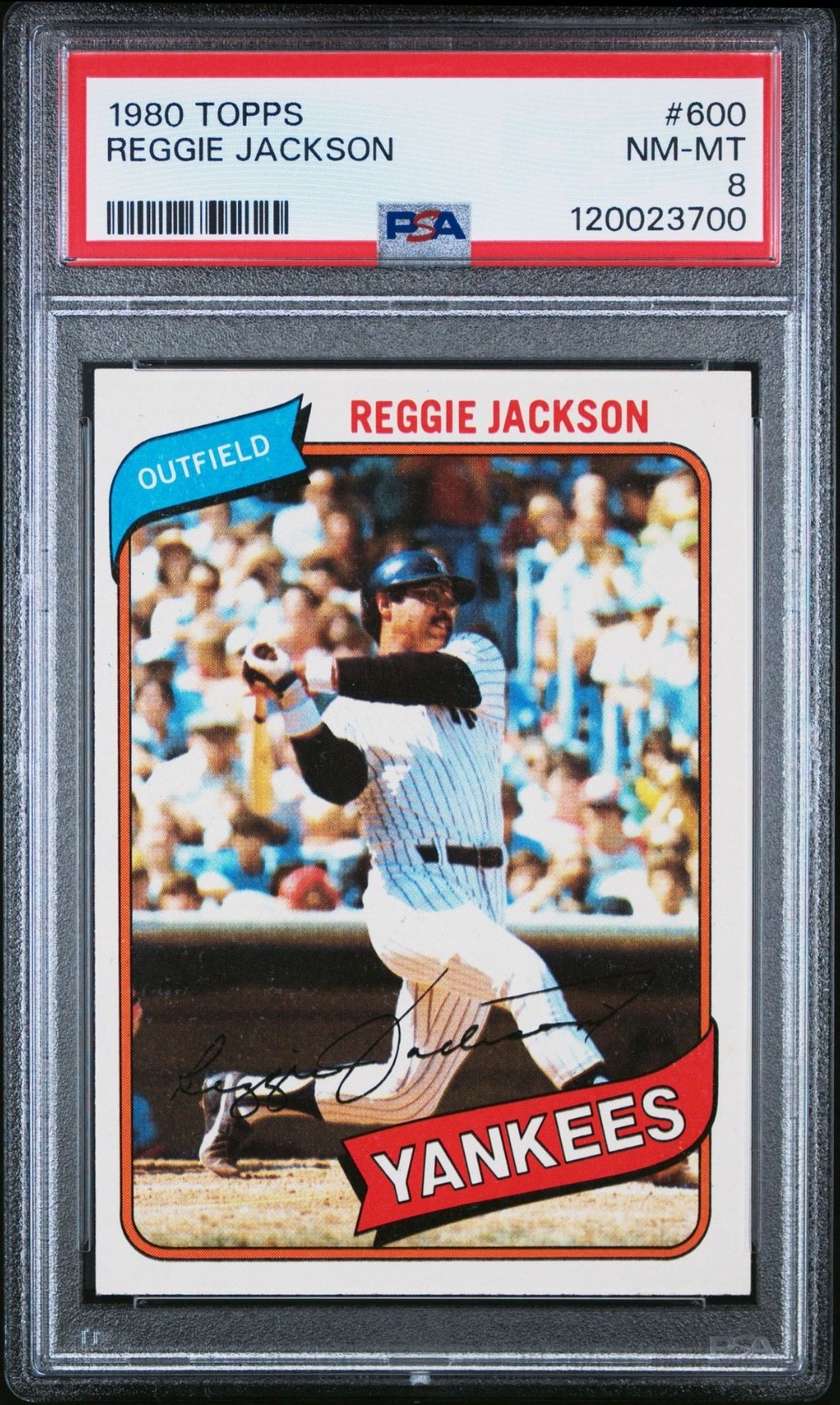1980 Topps Baseball #600 Reggie Jackson PSA 8