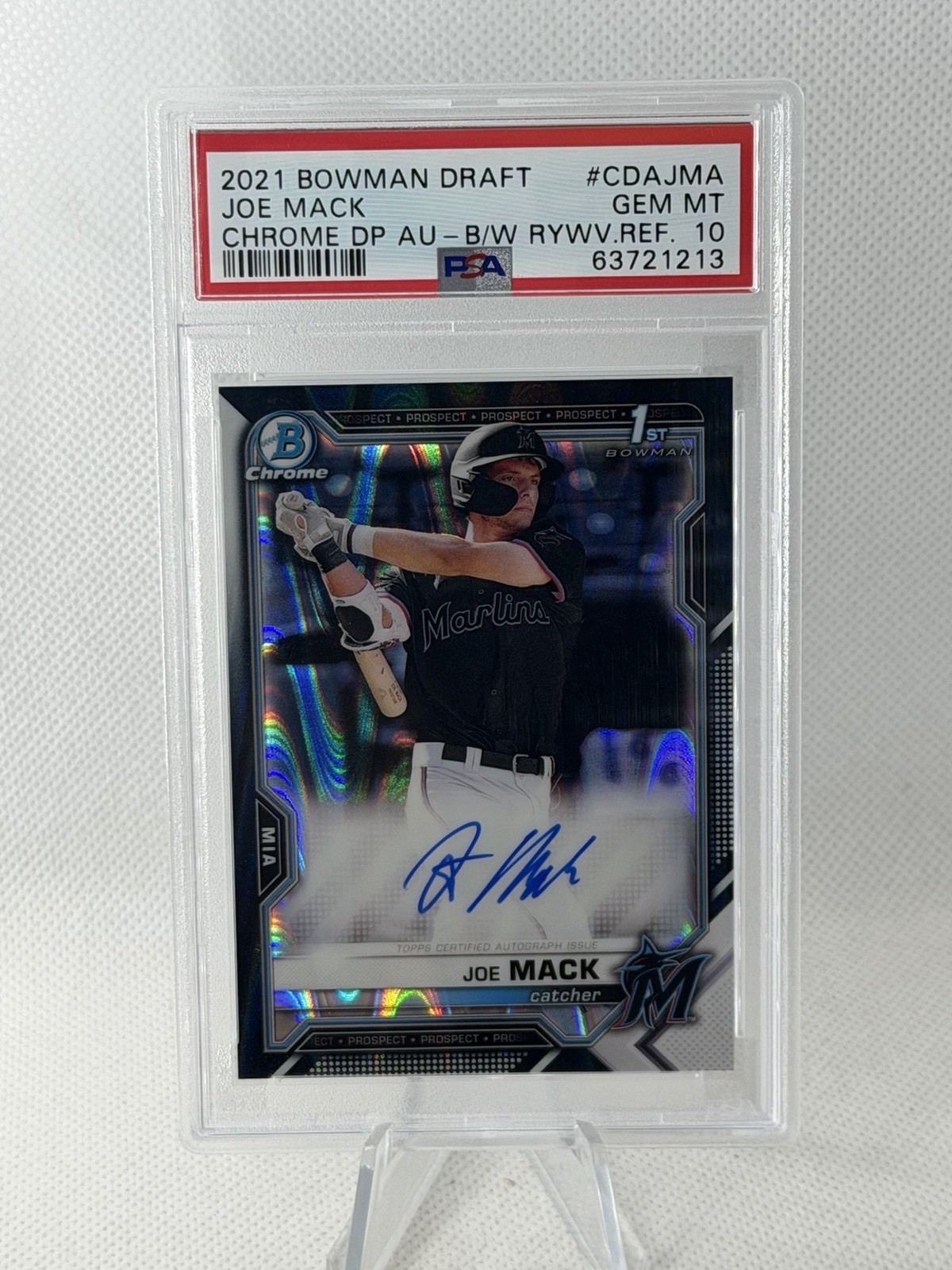 Joe Mack - 2021 Bowman Chrome Black RayWave Auto 1st Bowman PSA 10