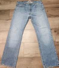 Y2K Levi 501 Button Fly Straight Original Faded Preppy Casual Denim 34W 32L