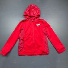 Nike Full Zip Hoodie Jacket Girls Medium Red Dri-Fit Logo Athletic Outdoor Kids