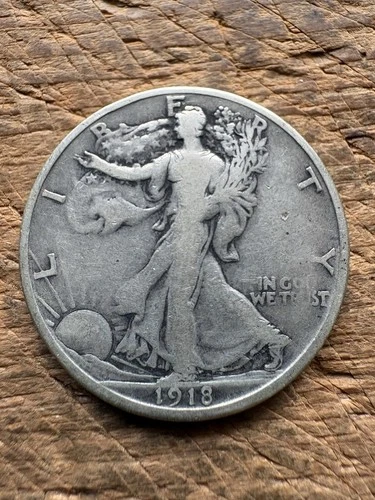 1918-s Walking Liberty Half Dollar.  F-VF.  rb21