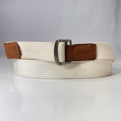 ESPRIT White Cotton D-Ring Buckle Belt - Women's Size 34