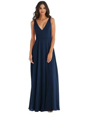 After Six Deep V-Neck Chiffon Maxi Dress Midnight