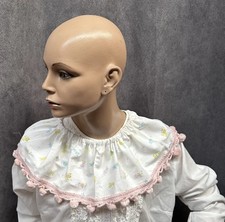 Vtg Pastel clown ruff costume ruffle collar Clowncore Pom Pom Trim