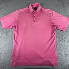 Footjoy Polo Shirt Mens Large Pink Geometric Pattern Golf Athleisure Wicking