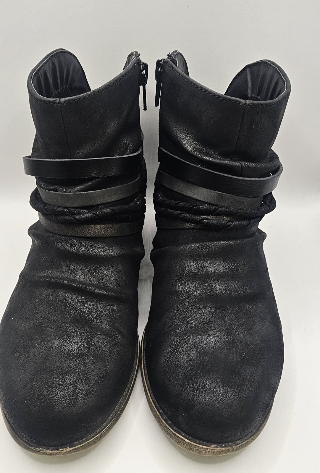 JellyPop Seattle Black Distress Women’s Ankle Boots Size 8.5 M
