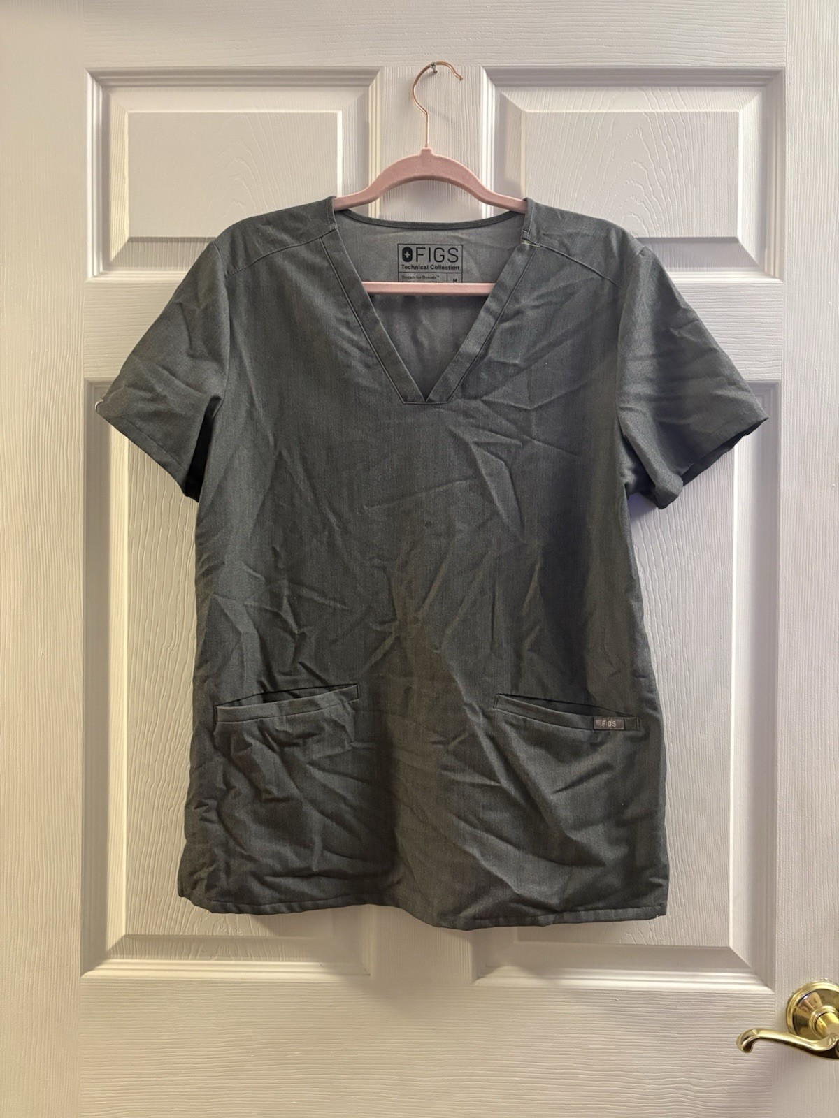 FIGS Technical Collection Gray Solid Scrub Top Si… - image 1