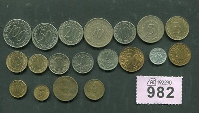 Lot 19 Münzen Jugoslawien