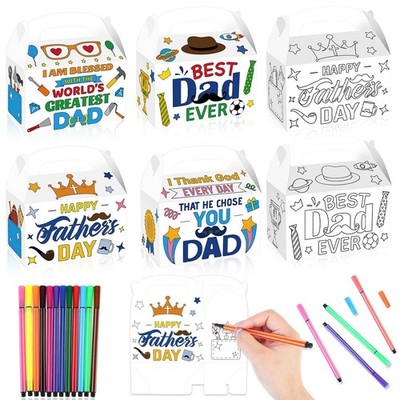 12pcs Religious Father's Day Painting Craft Coloring Gift Boxes with Paint Pens,