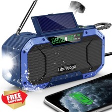 Bluetooth Solar Emergency Radio Waterproof Portable NOAA Weather AM FM Charger