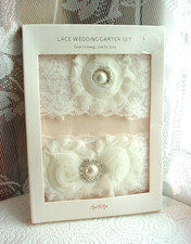 Miss To Mrs Lace Garter Set Bridal Accessory Rhinestones JN193626