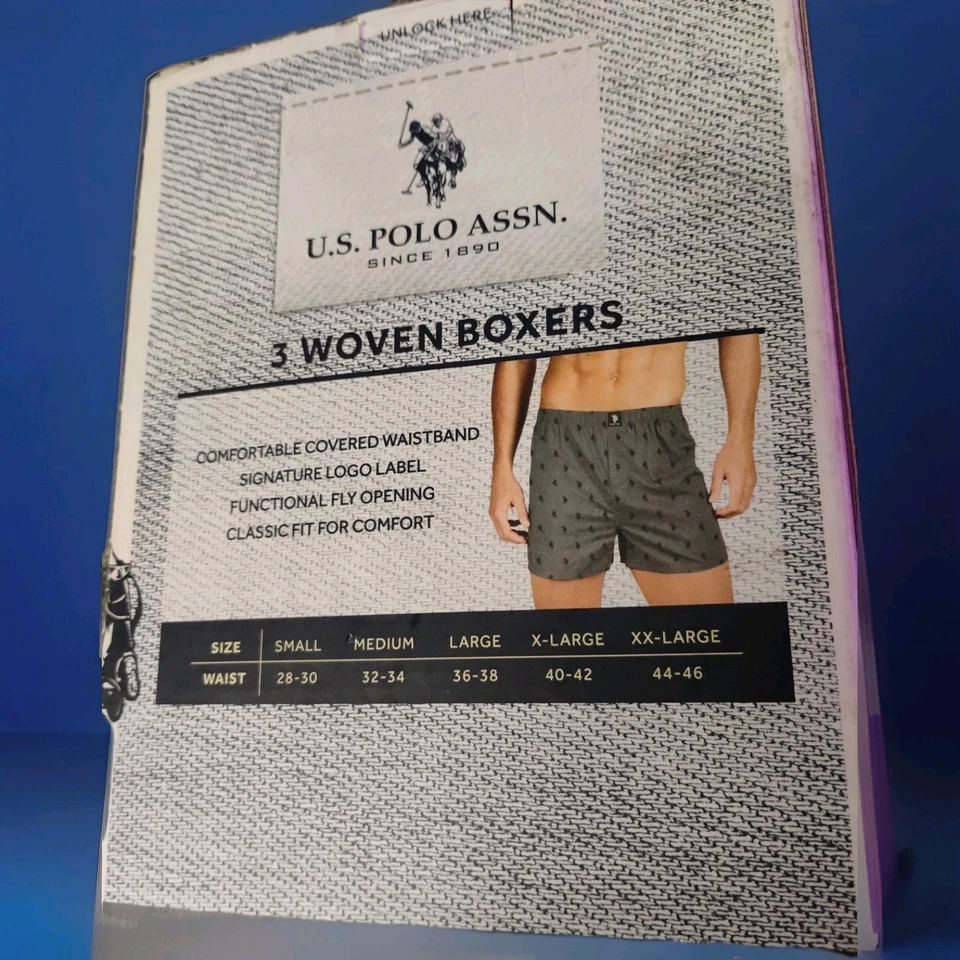 US Polo Assn 3 Boxers Tejidos Algodón Azul Marino Logo Estampado, Cuadros, Aqua Talla Mediana 32-34 Foto 3 de 4