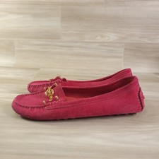 Tory Burch Daria Loafer 8M Pink with Gold Embellishments Suede Driving Moccasin