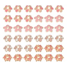 120pcs 4Styles Enamel Flower Bead Caps, Light Pink/Pink-White/Rose Pink