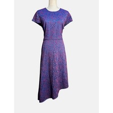 Banana Republic Blue Lace Asymmetrical Fit & Flare Midi Dress Size 12