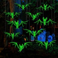 10× Halloween Fledermaus Deko Horror Dunkeln Leuchtendes Deko HäNgend Fledermaus