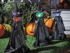 Light Up Witch Pathway Stakes 27 Inch Halloween Yard Lights Outdoor Decor Props