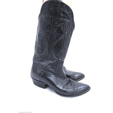 Hondo Cowboy Boots 1970s VTG Mens 8D Clef Notes Trapunto Well Worn By Miss Kitty