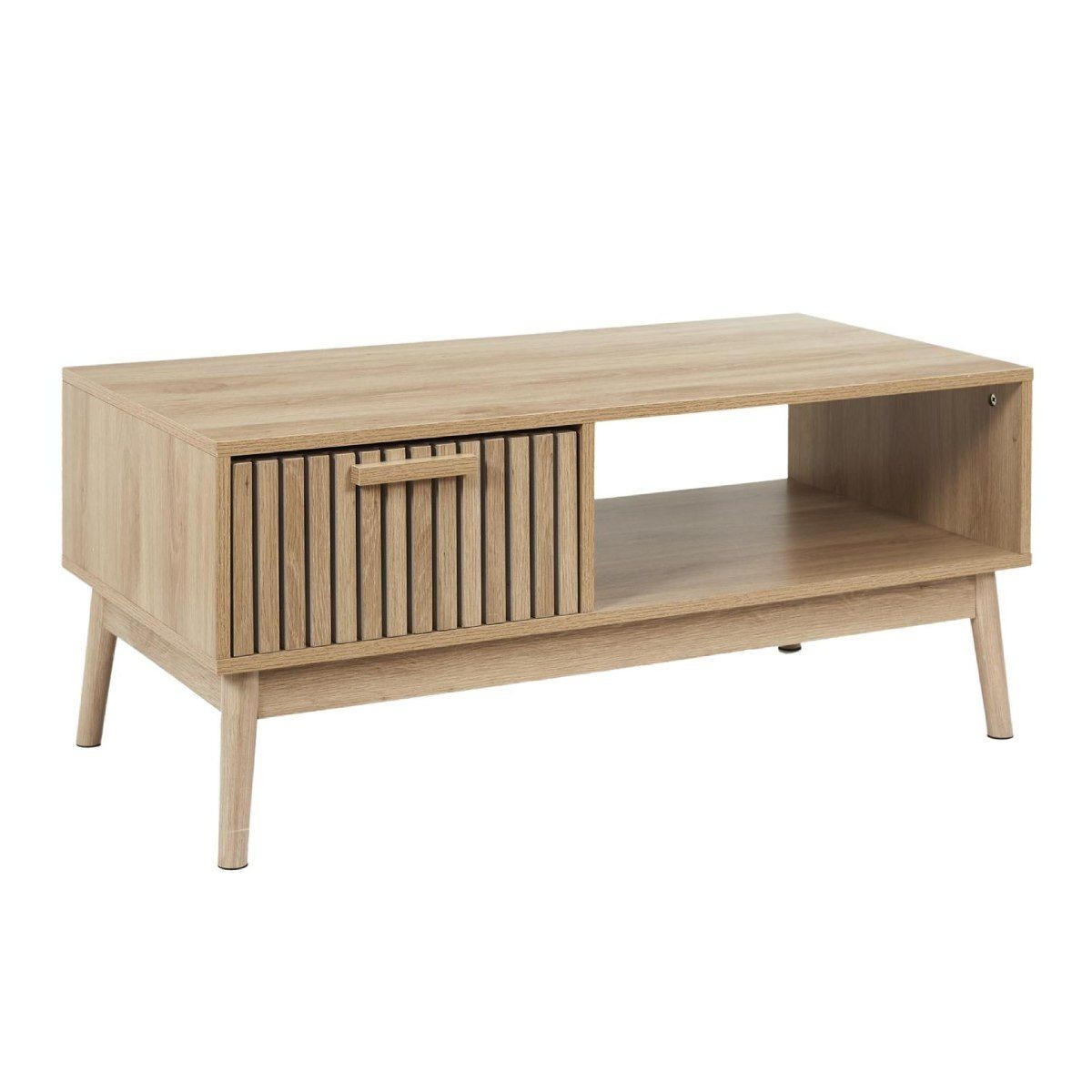 Table basse marron Klaus de 100cm avec tiroir de rangement central