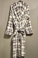 JOYSPUN Plush SOFT Women's Lounger Belt Bath Robe 3X (22-24W) Winter White Plaid