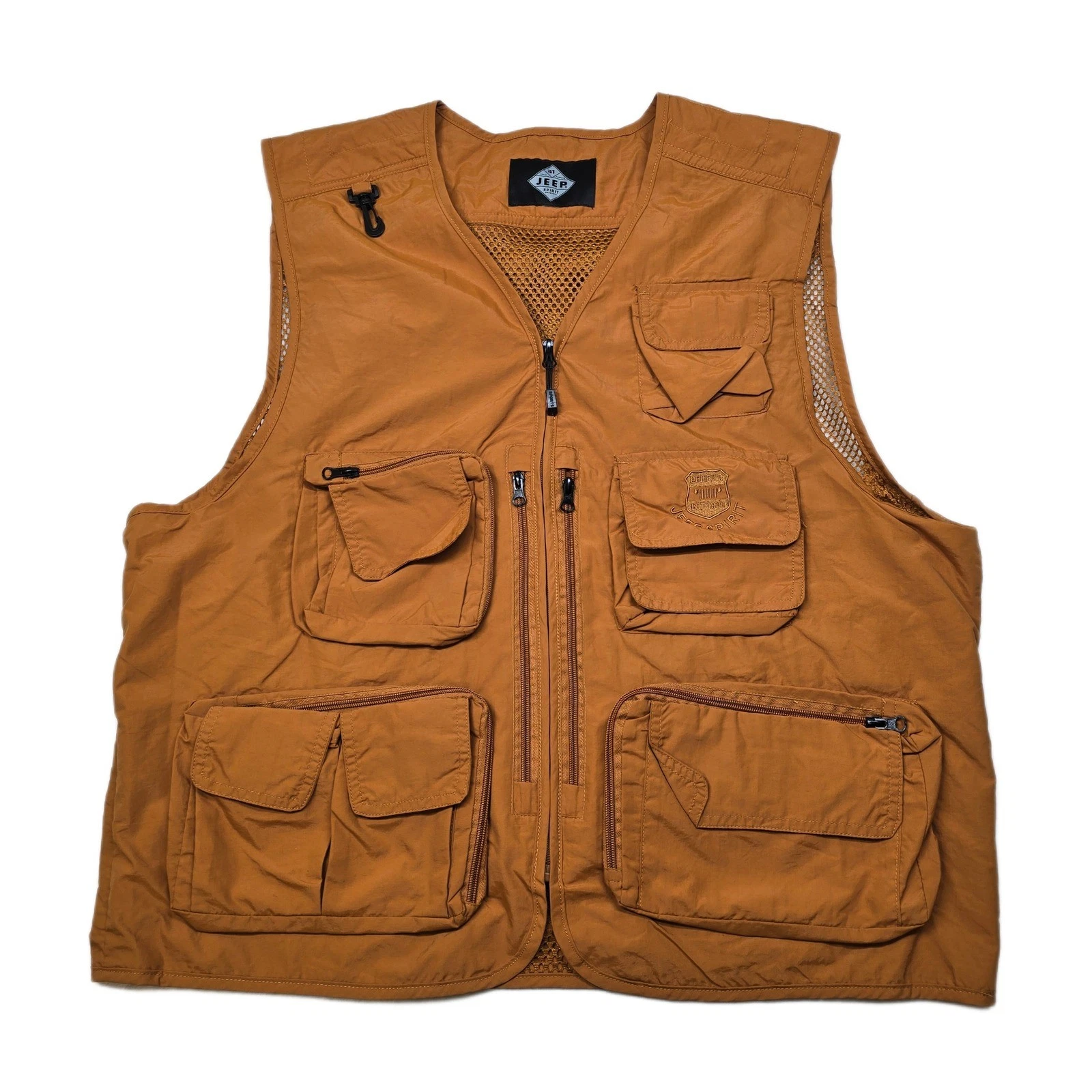 Jeep Spirit Outdoor Vest Mens 2XL Orange Rust Utility Fishing Pockets