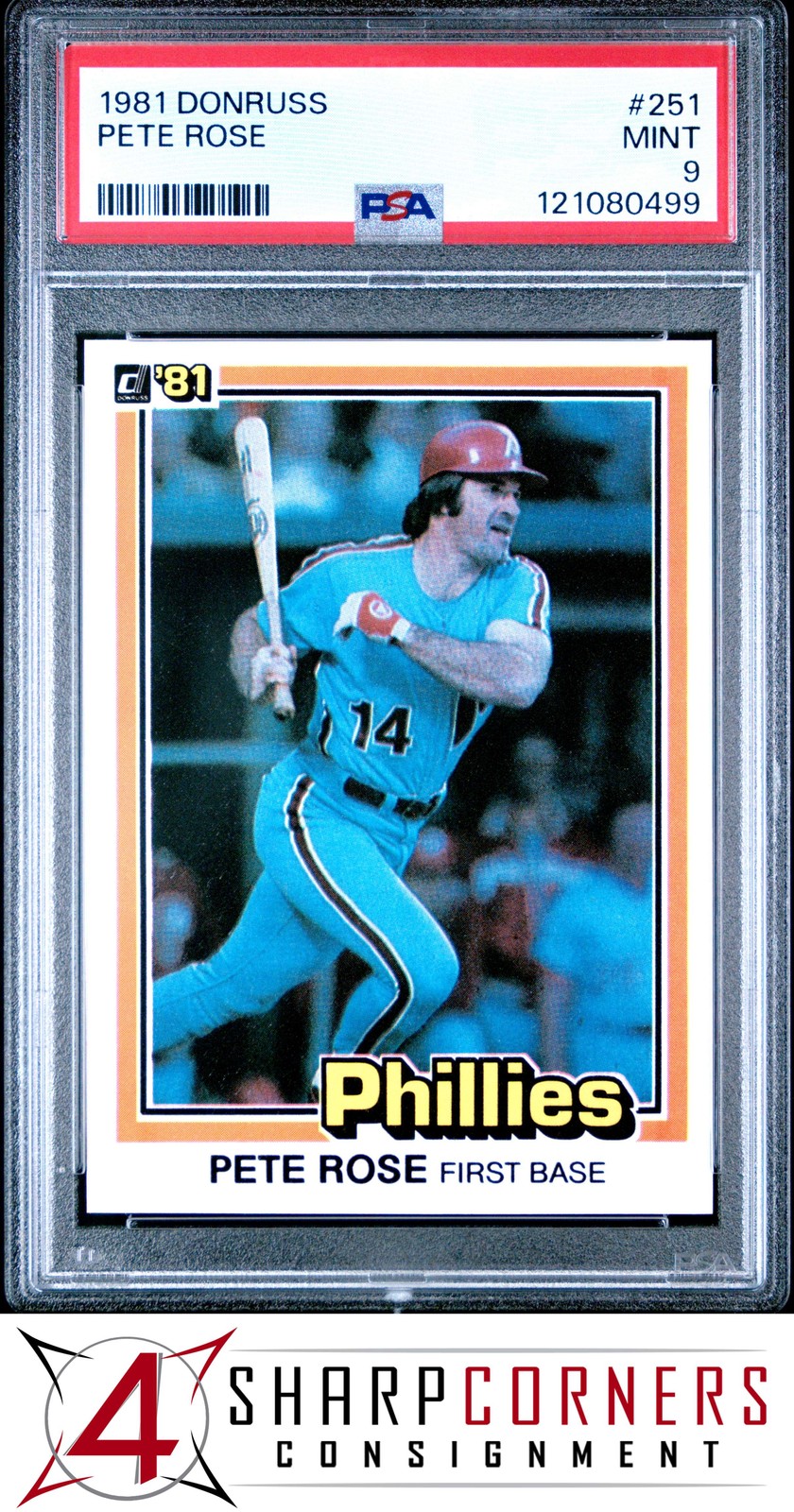1981 DONRUSS #251 PETE ROSE PHILLIES PSA 9