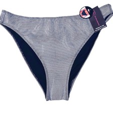 No Boundaries Bikini Bottom Cheeky Black Silver Metallic Dots Size XL 15-17 New