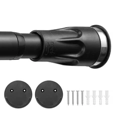 Shower curtain rod，Black shower curtain rods No Drilling Expandable Sprin