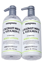 2 Pack Renpure Coconut Milk & Vitamin E Hydrating Body Lotion 24oz