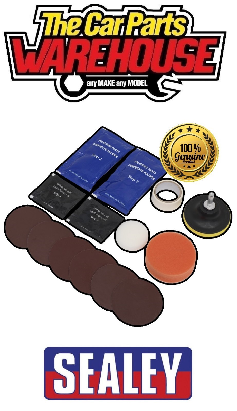 SEALEY Headlight Lens Restoration Sealer Kit Car Motorbike With DRILL