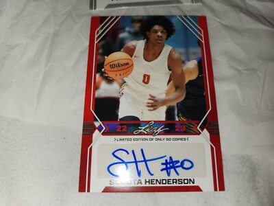 SCOOTA HENDERSON RED signed AUTO PROSPECT 2022-23 Leaf Draft