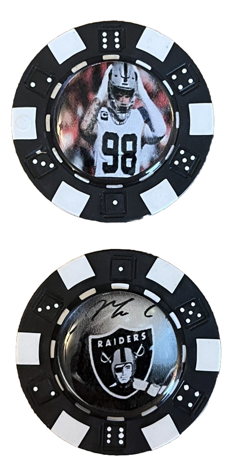 Maxx Crosby *Signed* Las Vegas Raiders DE poker chip Golf ball marker souvenir eBay