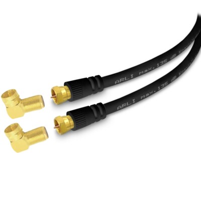 5m Sat Doppel Winkel Anschlusskabel Satkabel schwarz 135dB Kabel Digital 4K UHD