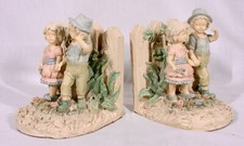 RARE ADORABLE PLASTER SOUTHERN THEMED BOY  GIRL PAIRS OF BOOKENDS 6 1/2" TALL