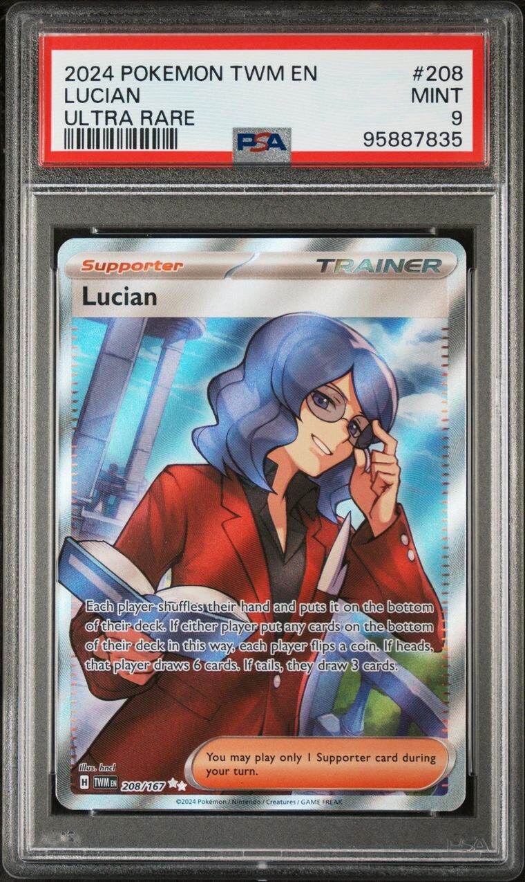 2024 POKEMON TWM EN-TWILIGHT MASQUERADE ULTRA RARE #208 LUCIAN PSA 9