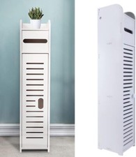 Bathroom Storage Cupboard Thin Cabinet Unit Shelf White Drawers Shelving Cabinet