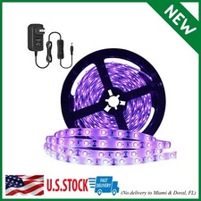24W UV LED Strip Light Kit 395Nm 405Nm BLACK Non Waterproof 16.4FT 300Leds PURPL