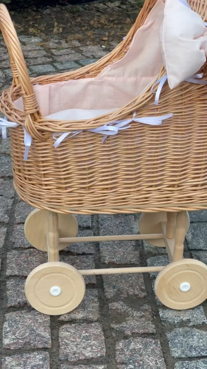 NEW natural wicker doll stroller wicker baby carriage handmade